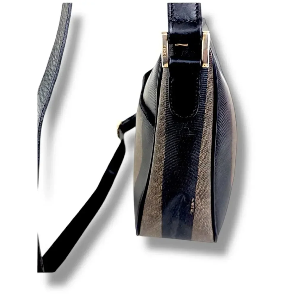 FENDI Black and Taupe Striped Crossbody or Shoulder Bag VTG